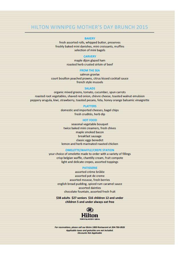 hiltonsuiteswpg's tweet photo. Treat mom to our special #MothersDay brunch on May 10. Call 204-783-0926 to book your reservations. #winnipeg http://t.co/KKM6EzhiDU