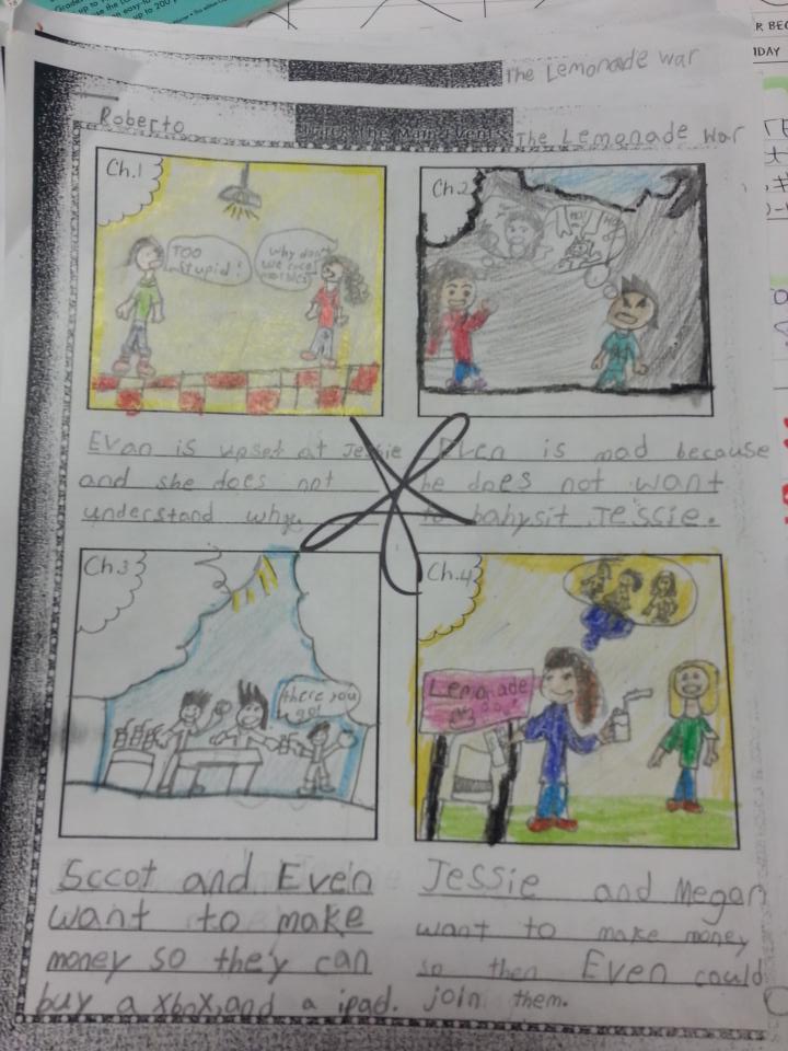 SolerSue's tweet photo. Students summarizing each chapter of our book The Lemonade War #oneschoolonebook @mylincolnlion http://t.co/cnvS8gsOgd