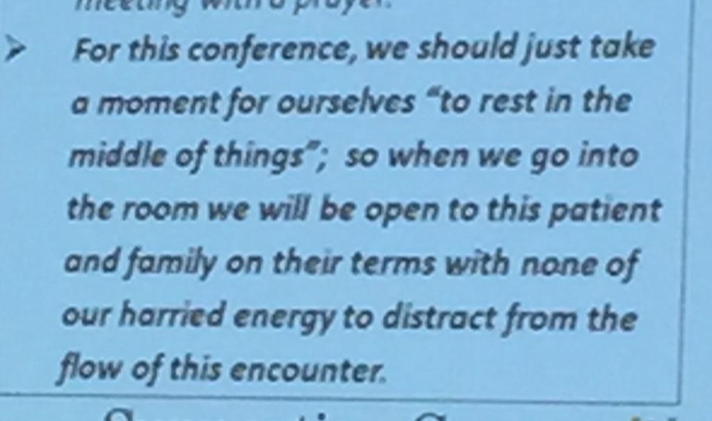 EWidera's tweet photo. Ground yourself before a family meeting: "take a moment for ourselves to rest in the middle of things." #osfscc15 http://t.co/LIZFjqs3Dh
