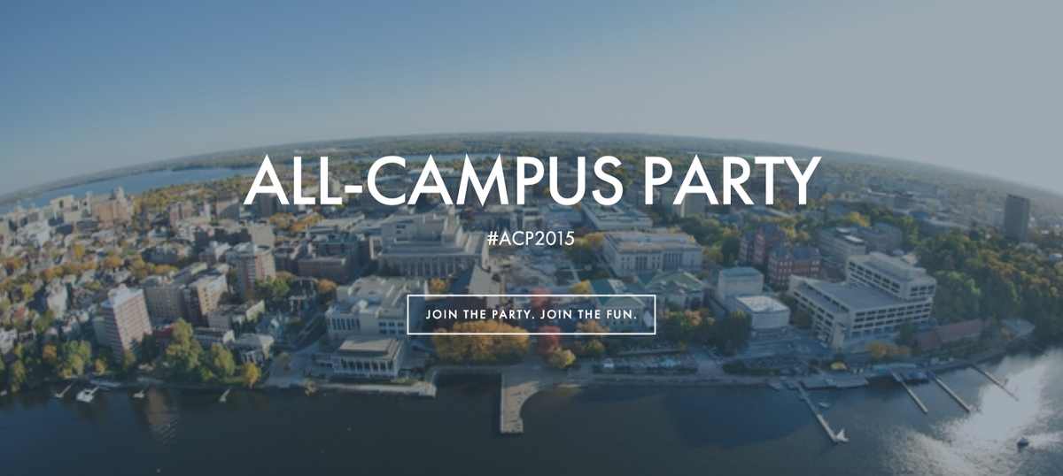 UWMadison's tweet photo. Bucky’s favorite holiday? Oh yeah. Get ready for @W_A_S_B’s All Campus Party: http://t.co/BYUH7sLvH9 #ACP2015 http://t.co/mX7autVNvc