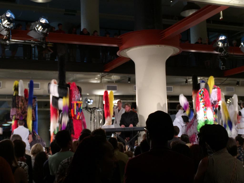 mustseevc's tweet photo. Nick Cave performance with Sound suits and upbeat dance parade. @PonceCityMarket #FLUXatPCM http://t.co/m24sDxpdLh