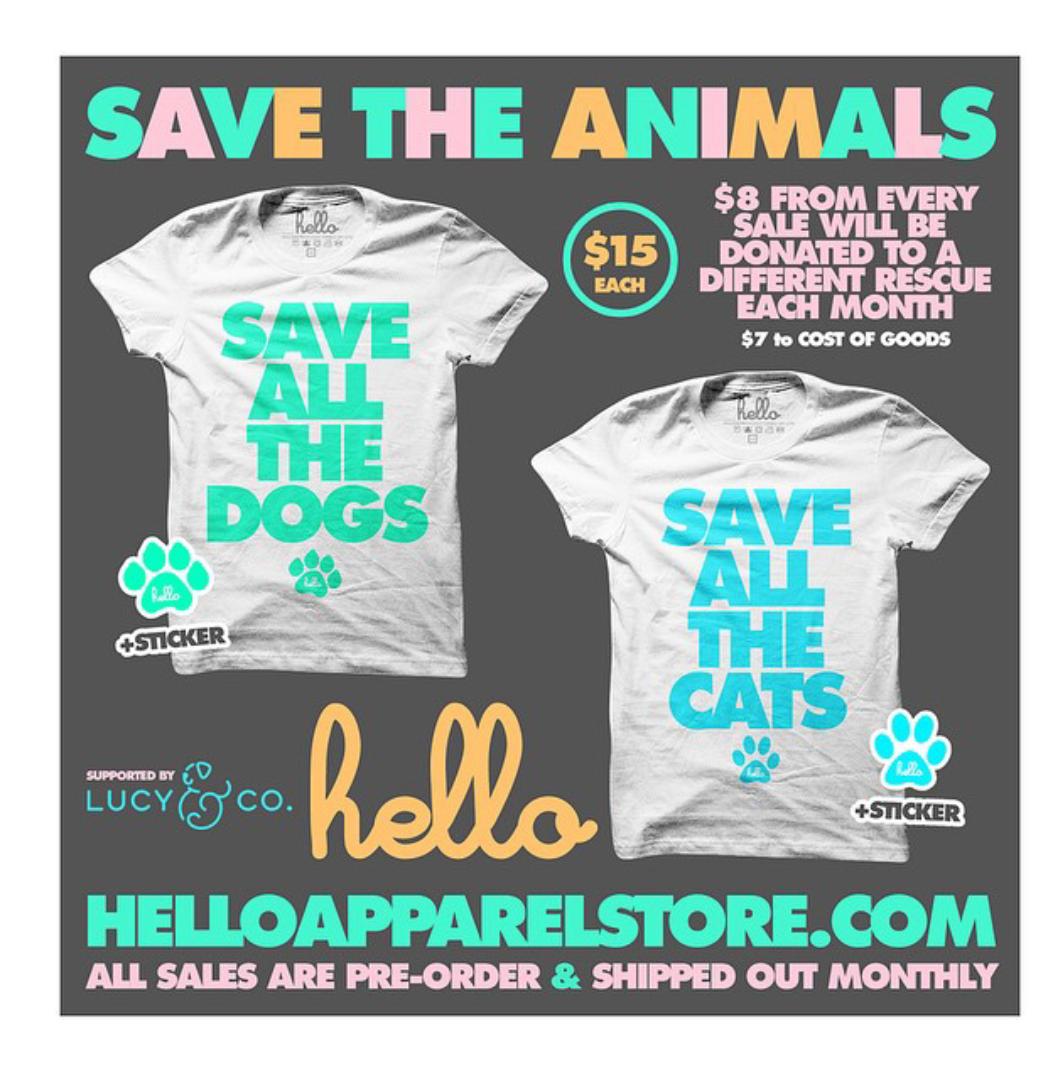 tpatel0831's tweet image. Got our shirts! #helloapparel #saveallthedogs #saveallthecats