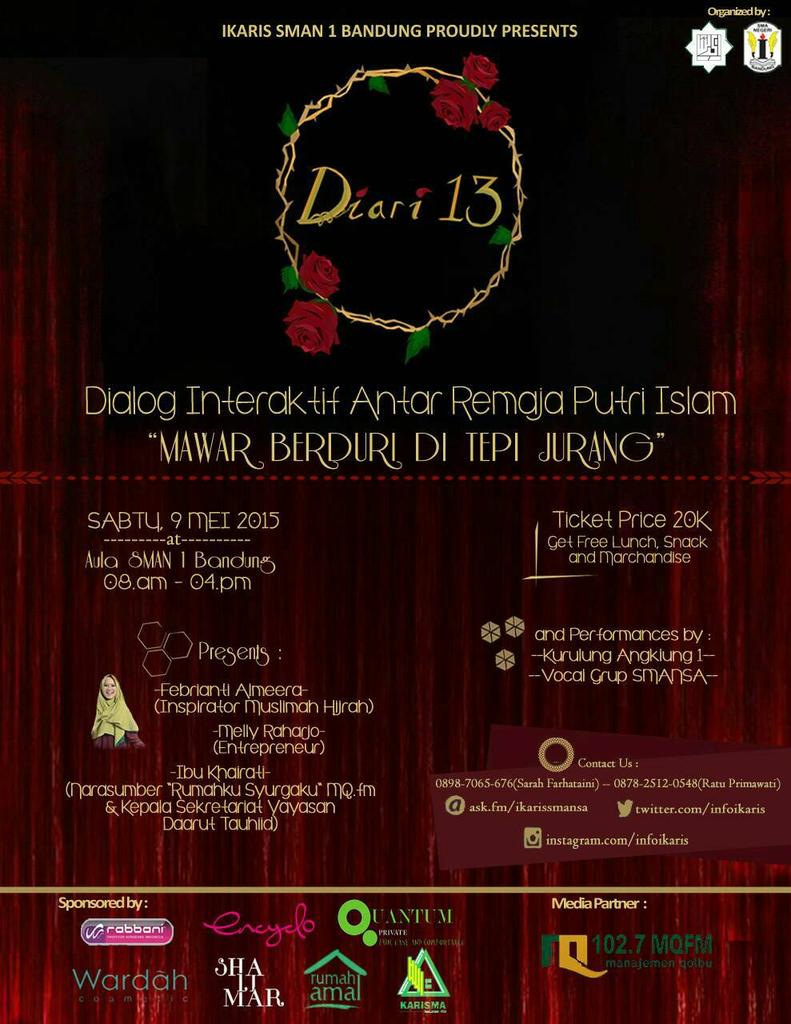 infoikaris's tweet photo. Dear moslemaa,
IKARIS Proudly Present : DIARI'13
"Mawar Berduri ditepi Jurang"
Come and Join Us! http://t.co/4aZuHu5unY