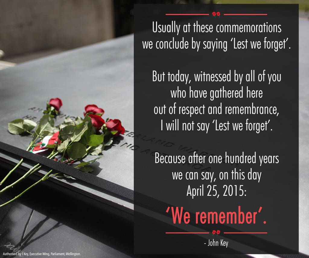 "After one hundred years we can say, on this day April 25, 2015, 'We remember'." #Anzac100