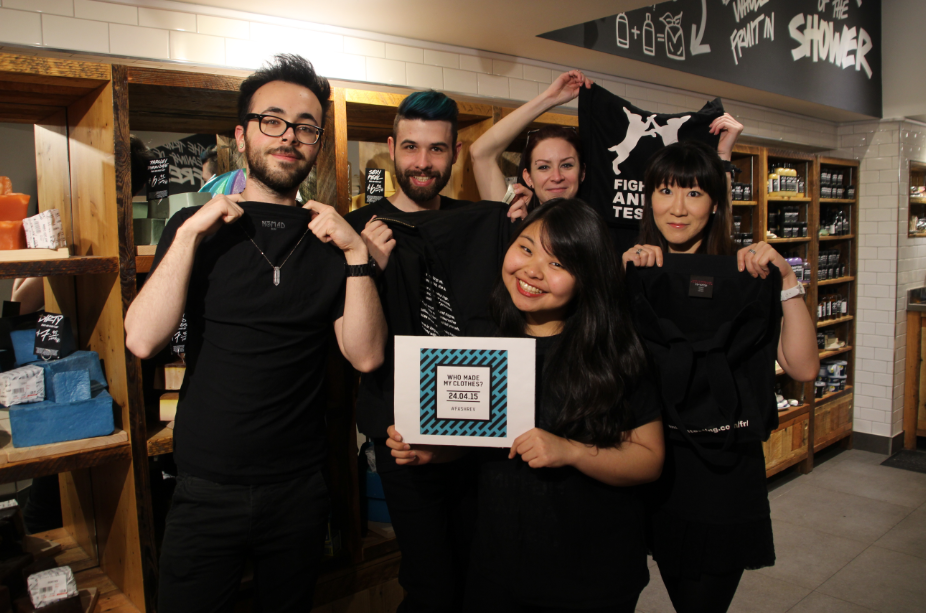 lushcosmetics's tweet photo. Fashion Revolution at #LUSHPacificCentre. We’re asking “#WhoMadeMyClothes?" #FashRev @VIFFest https://t.co/KTzjT73Q1G http://t.co/vm5V5qWZ5x
