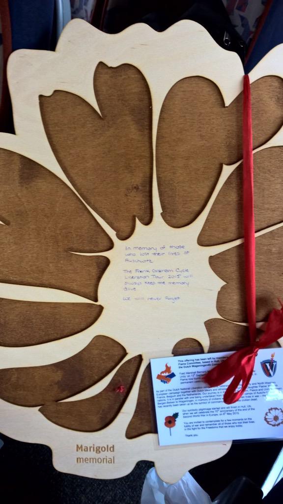 MariMemorial's tweet photo. #Marigold was laid at #Birkenau Memorial by #FGCLT at 23.04.15 after emotional visit. http://t.co/lgzhhLf69k