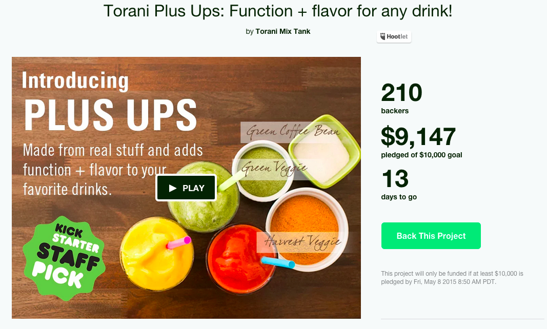 ToraniMixTank's tweet photo. .@Torani #PlusUps is now over 90% FUNDED! Thank You to our 210 Backers on @Kickstarter! PRT http://t.co/sk9jXnW37M http://t.co/Hc5vCUkiLA