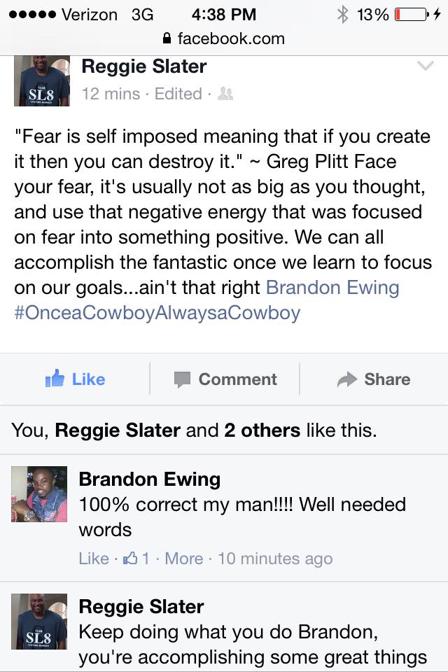 B_Ewing's tweet photo. Big time words from my guy, Reggie Slator. He's the real deal, and a big time mentor to me in the business world http://t.co/icuD3Uvjor