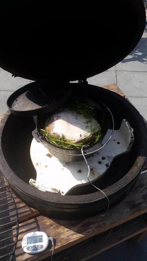 NielsNoorman's tweet photo. Lamsbout, Gekonfijt en 10 uur gegaard op de Big Green Egg @Bovenmeester1 @nijlandjuhhh @rubenmeijboom http://t.co/ZnnEef3yGz