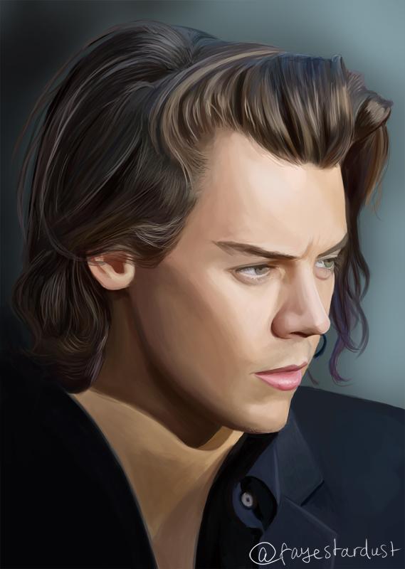 Fayestardust's tweet image. Painting of @Harry_Styles for a @trekstock donation! Want one? Donate hree and ask! bit.ly/1aVCLk9