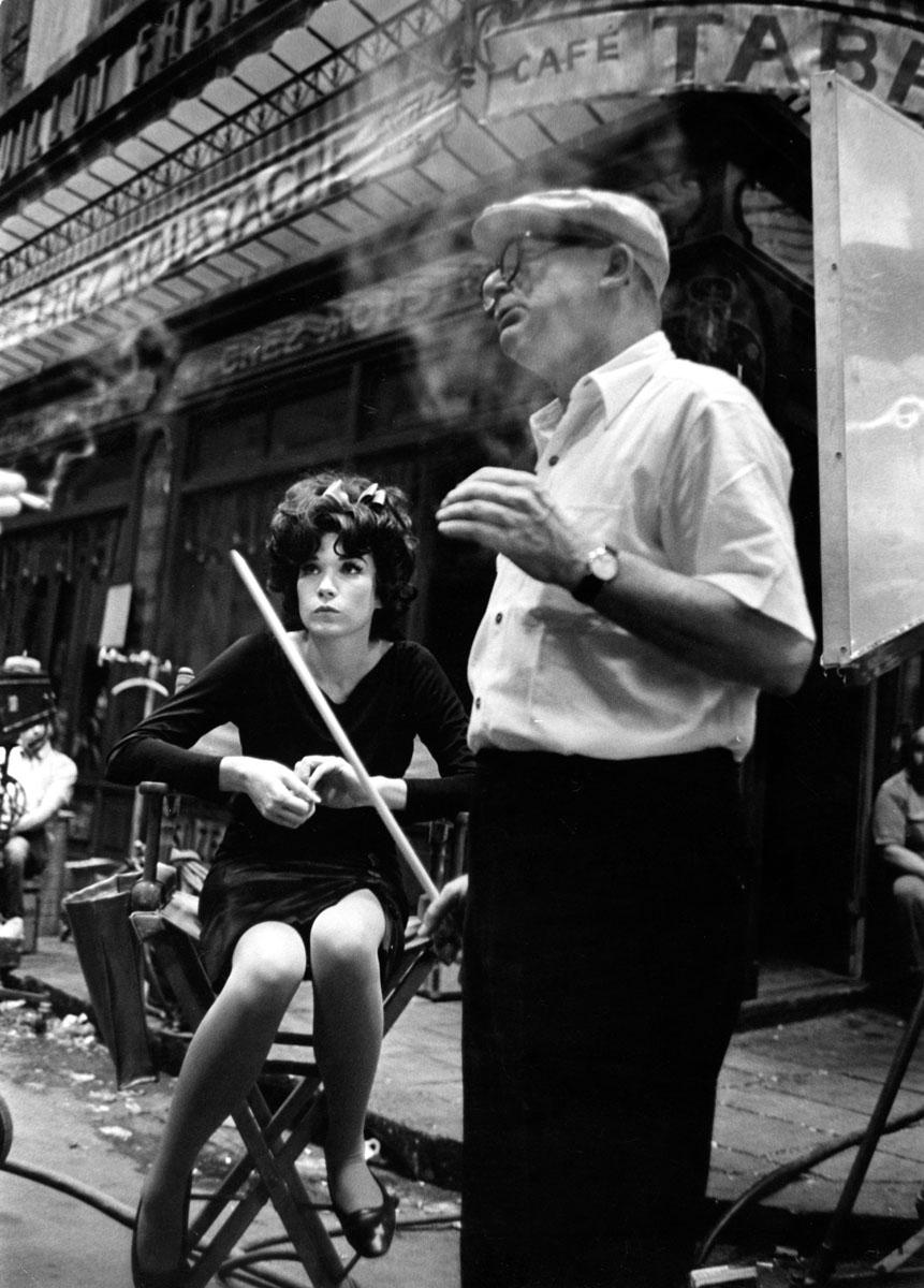 Shirley MacLaine (Happy Birthday) and Billy Wilder on the set of IRMA LA DOUCE. 