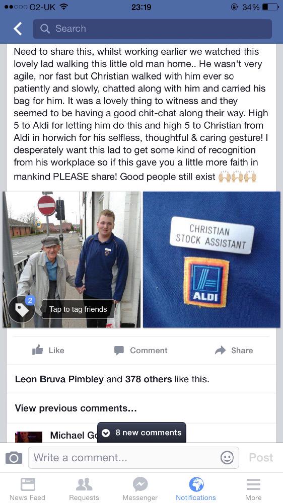 samanthabrady91's tweet image. @AldiUK please recognise 1 of your fantastic workers👌🏼😁 well done aldi,well done christian! 
facebook.com/Youniquebybrad…