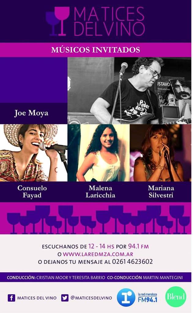 MaticesdelVino's tweet photo. #GrandesMúsicos nos visitan mañana en #MDV2015 cc @Terriur @CristianMoor @martinmantegini @LaRedMendoza http://t.co/UkiwNtqd54