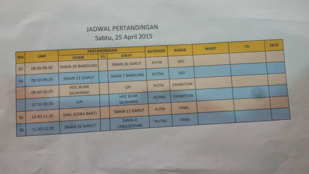 Jadwal pertandingan hari ini,ada selingan hiburan laga clasic HOC BUMISIWANGI VS UPI (kategori PUTRA&amp;PUTRI) #KHRPUPI