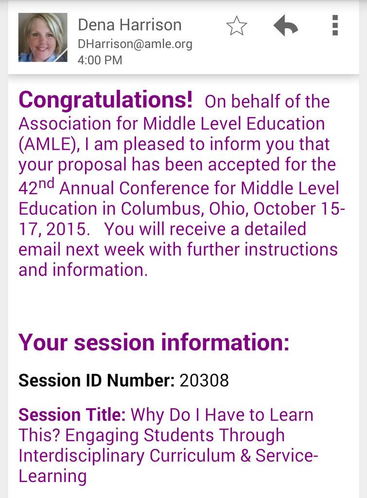 kathyfthompson's tweet photo. Looking forward to presenting at #AMLE2015 in OH with @UGAMiddleGrades & @HilsmanPanthers #edms2015 #roadtrip http://t.co/5JvbuVBfif