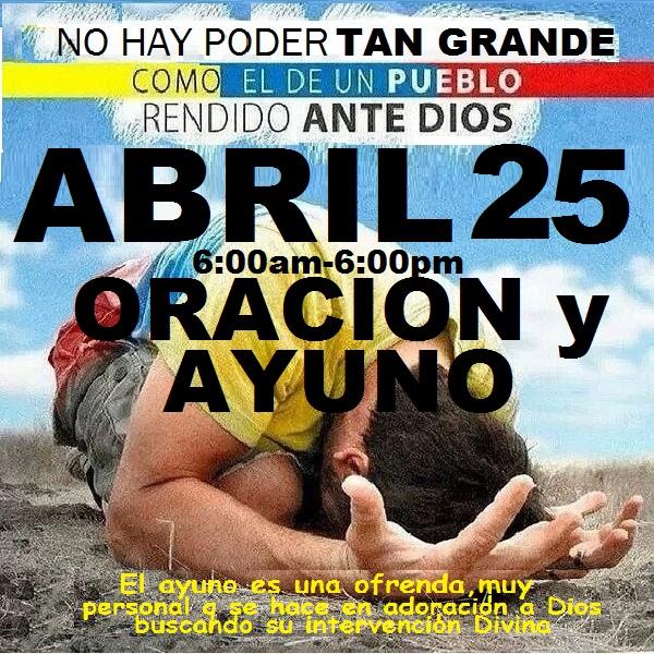 RenacerVzla01's tweet photo. Bravo Pueblo todos unidos el #25A en #OracionYAyuno por Venezuela. Si se puede, somos mayoria, Dios con Nosotros.Amen http://t.co/63ZuEAduAn