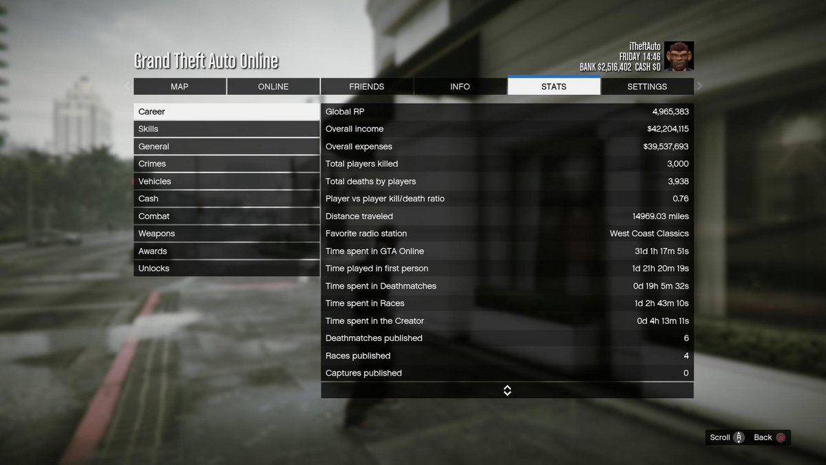 Libertonian's tweet image. Finally hit 3K. Got that K/D going up. #GTAOnline #JustMonkeyThings #PS4share