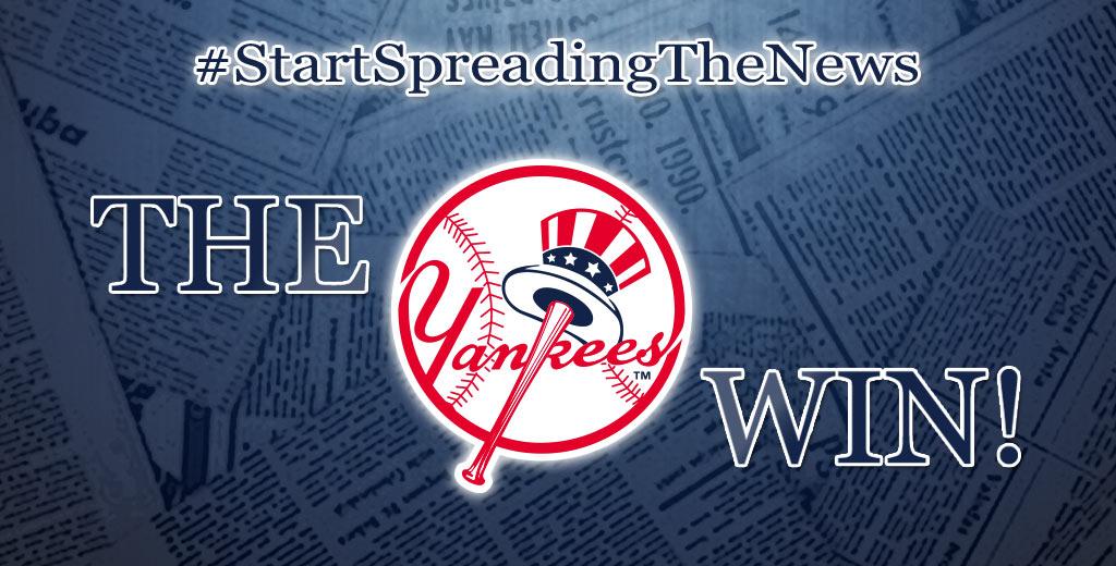 Yankees's tweet photo. #Yankees win, 6-1! #StartSpreadingTheNews http://t.co/wtA6O6nHai