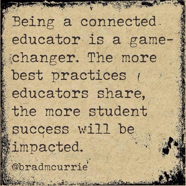 bradmcurrie's tweet photo. Being a connected educator has changed my professional life for the better #satchat http://t.co/YuTFuIbpgG