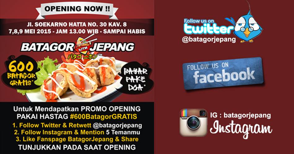 batagorjepang's tweet photo. #600BatagorGratis Opening Resto @BatagorJepang ,incip2 RASA LOKAL SENSASI JEPANG yuk, Cc @malangkuliner @infomalang http://t.co/PPa4XagQ0L