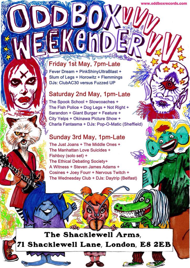 The @OddBoxRecords weekend continues today with <a href="/spookschool/">The Spook School</a> and more! Have an ace time if you're going!