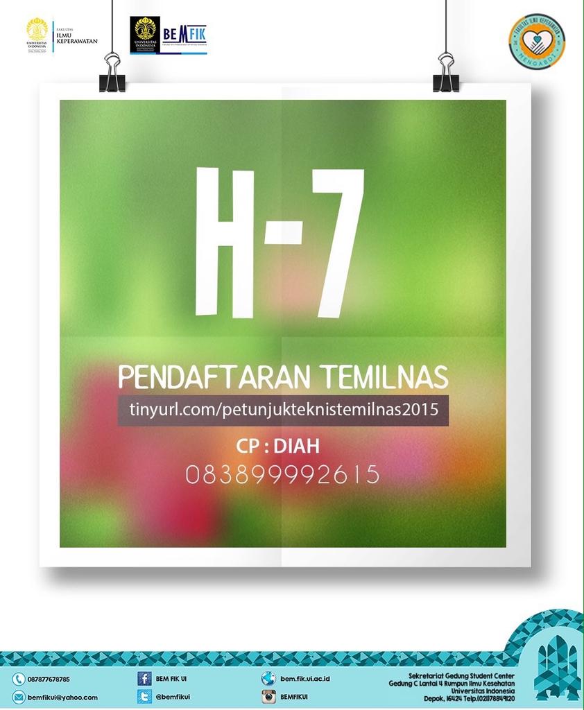 ILMIKI_org's tweet photo. Jangan lupa, pendaftaran #temilnasilmiki oleh @BEMFIKUI akan ditutup 7 hari lagi. Klik: http://t.co/2SrfXxT1sx http://t.co/aZkjhXxs2a