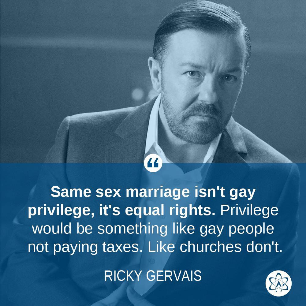 tedbarox's tweet photo. #MiSangreEsIgualQueLaTuya #LoveCantWait #AtheistsForEquality -- Bravo @rickygervais :* http://t.co/itroIpLcGw