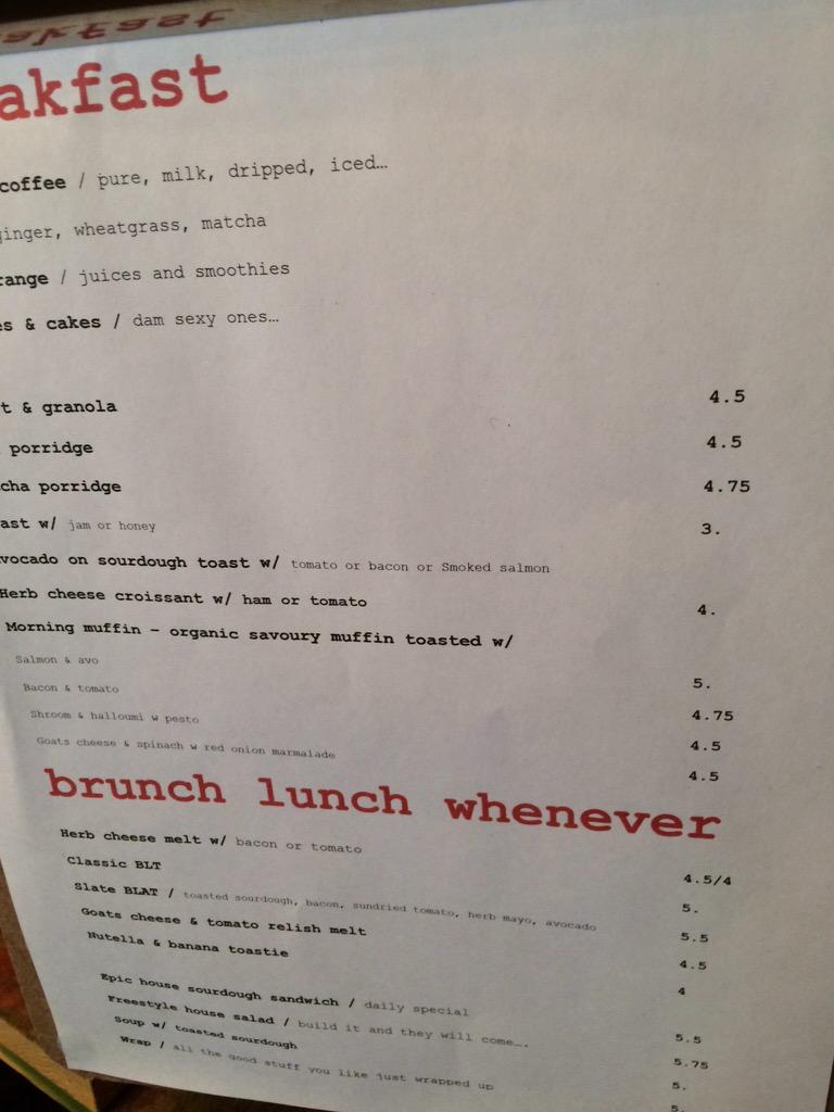 danbenyork's tweet photo. No pound signs on this menu from Slate Cafe #nudgesinthewild #negativepriming http://t.co/Abg0Q1WVSZ