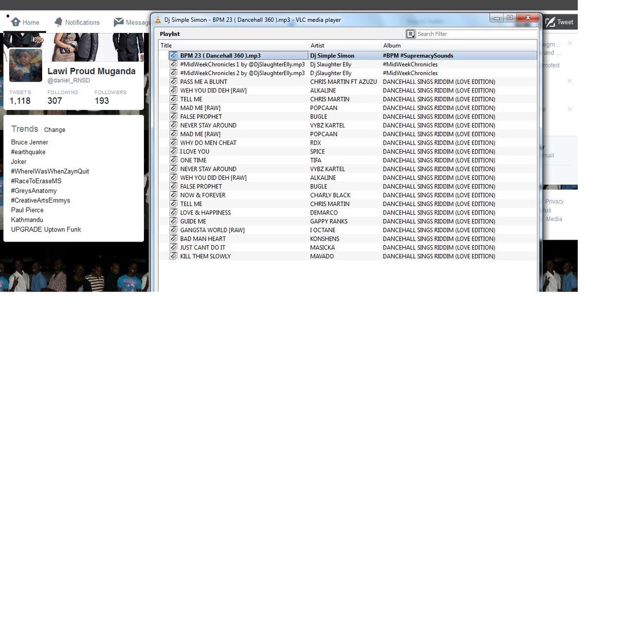 daniel_RNSD's tweet photo. Playlist >#BPM23 > #MidWeekChronicles > #DancehallSingsRiddim major s/o @Deejaysimplesimon @djslaughterelly @zjchrome http://t.co/vvVhAeuHaj