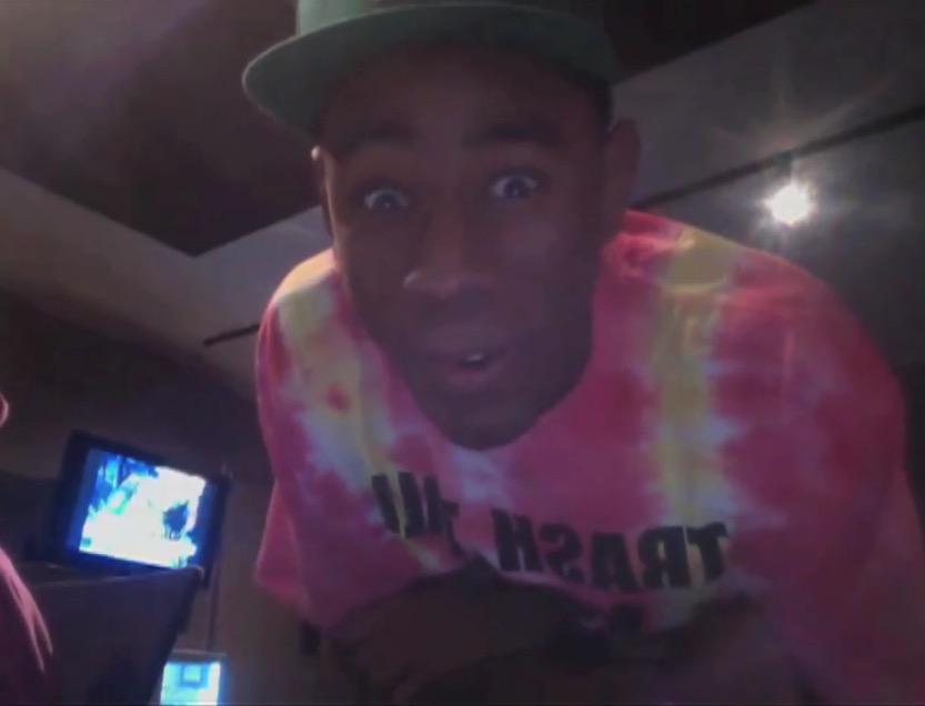 itsOddFuture's tweet image. Tyler's reaction to when Pharrell (his all time favorite artist) recorded his singing parts on 'IFHY'. This is crazy.