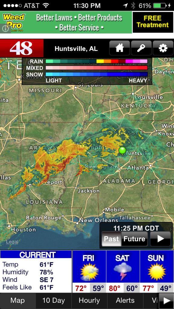 cyclonicAL's tweet photo. Here is the current radar to our west. This will all arrive here at around 2-4 am. http://t.co/1F850eOYDc