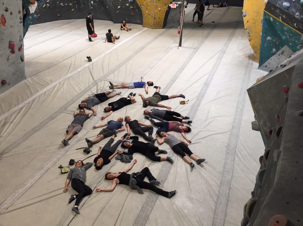 sianheder's tweet photo. This is what happens when the #OITNB writers go rock climbing.  #weakhandsfromtyping #naptime http://t.co/1Bu4hcUd9B