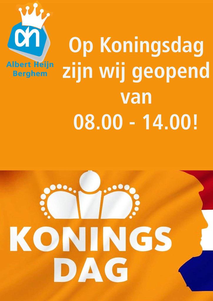 AH_Berghem's tweet photo. Ook wij vieren graag Koningsdag,  net als u. Daarom zijn wij as. maandag geopend van 8.00 tot 14.00!  @berghemnl http://t.co/pijJmrcHLL