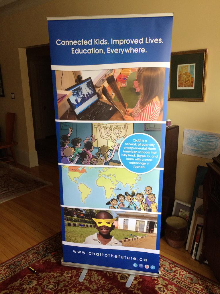 CHATtotheFuture's tweet photo. Thank you @SignsPlusNB for our very first fancy banner. #globalcitizen #edtech @SkypeClassroom http://t.co/KRdLeV26QS