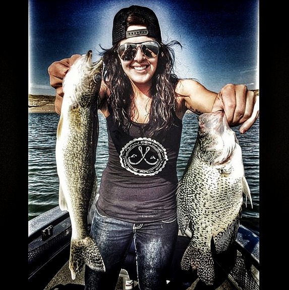 filthyanglers's tweet photo. Filthy Female Double Fisting two fish out of South Dakota. Grab your tanks for the summer. #Filthyfemale http://t.co/4maRD90JaD