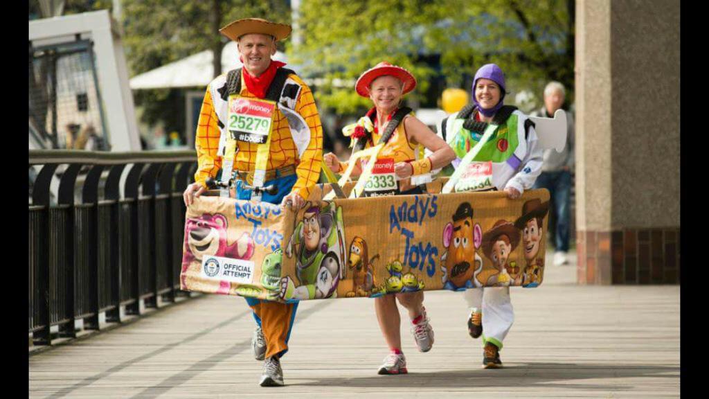 ActionPFcharity's tweet photo. Good luck our ToyStory 3 Laura, Andy&amp;Heather #LondonMarathon attempting @GWR #pulmonaryfibrosis #fundraising #charity http://t.co/fdlcYSxPjT