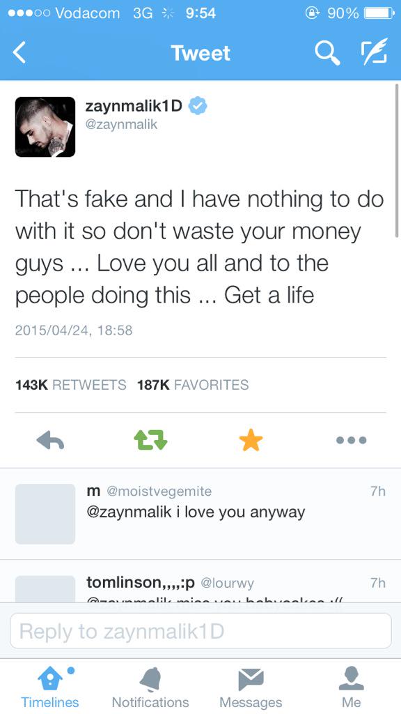za_onedirection's tweet photo. Zayns response to the associations. http://t.co/SYWq1ZGWxI