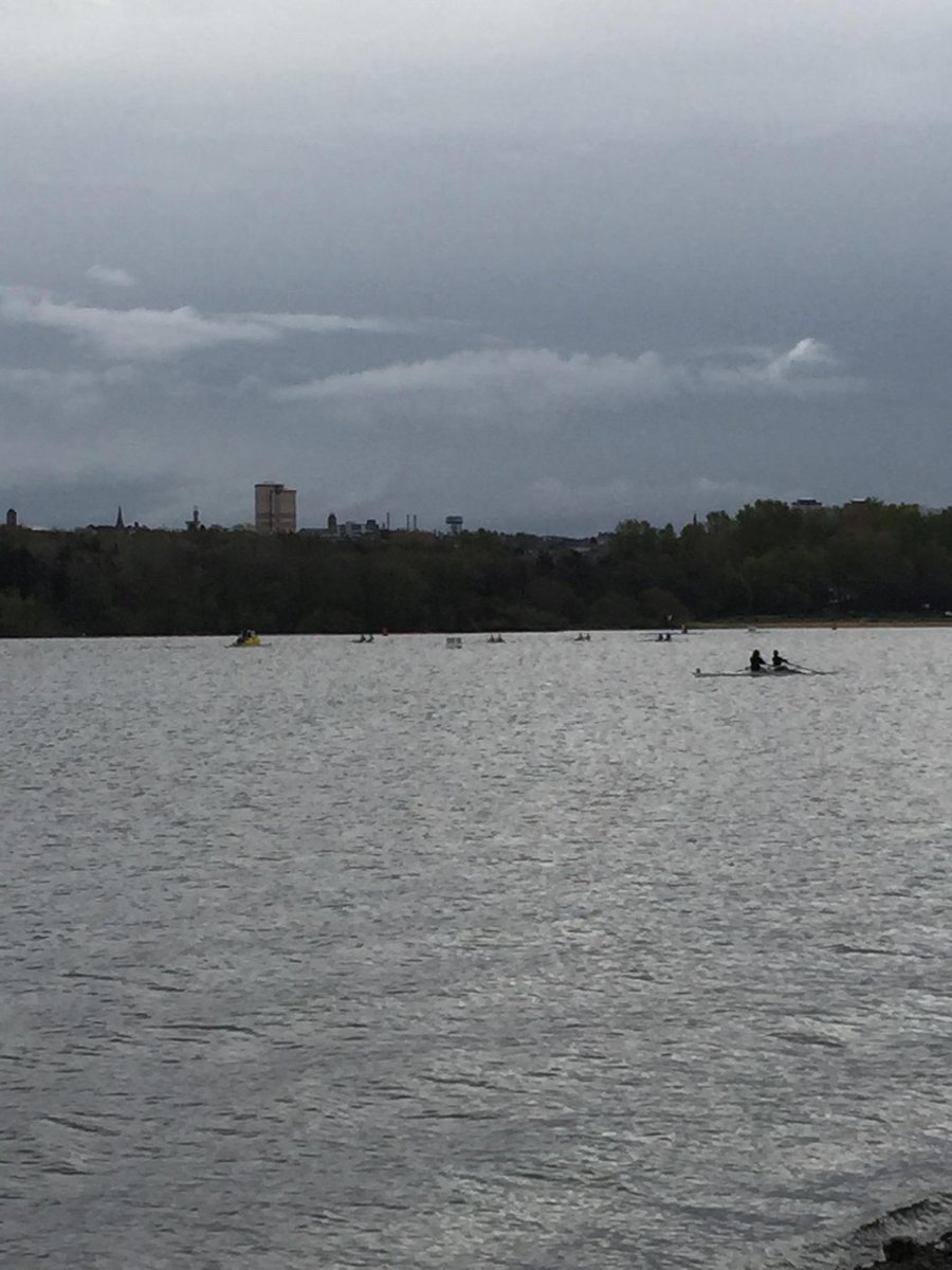 ScottishRowing's tweet photo. First couple of races already off the start at #SPR2015 and the rain is holding off. http://t.co/uaiYwlsVw0