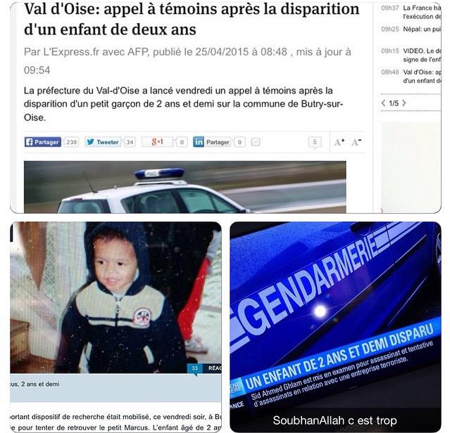 BadMariage's tweet photo. Disparition d'un enfant de 2 ans #RT au Max faite tournée ‼️‼️‼️ http://t.co/A60VLII5Jo