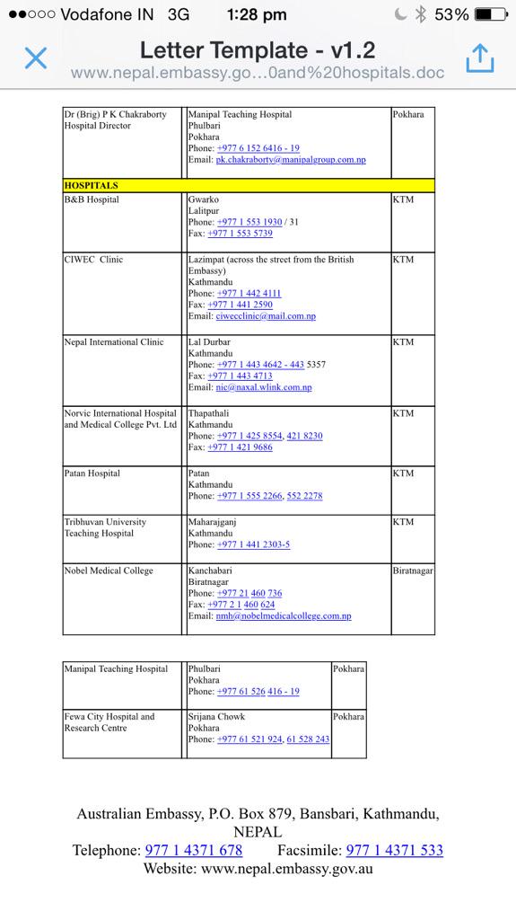 thevirdas's tweet photo. List of doctors and hospitals in Nepal. http://t.co/EQaWA2yAAT