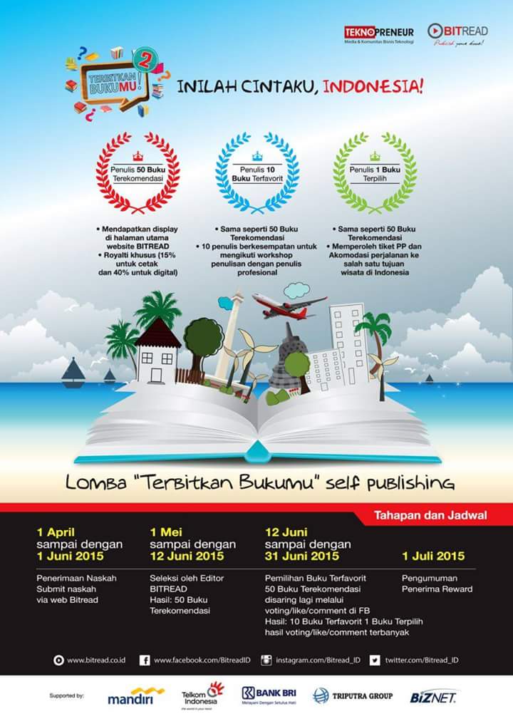 Happy weekend all.Kesempatan menarik nih dari <a href="/BITREAD_ID/">Bitread Publishing</a> . Berhadiah workshop plus travelling. Buruan.
