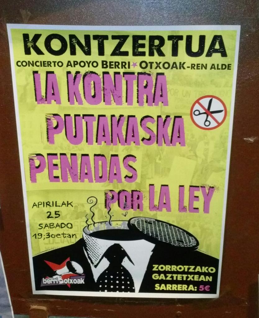 PENADASPORLALEY's tweet photo. Hoy es el día, 19:30hs en el #Gaztetxe de Zorroza x 5€ @PENADASPORLALEY #Putakaska #La Kontra
Nos vemos! http://t.co/4T1171CZXE
