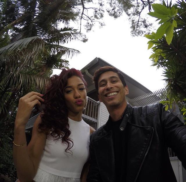 TeamLaRoseNews's tweet image. Nattie with Robert from #FrontRowLiveEnt.Com at the #5HPoolParty ! So excited for the #SummerReflectionTour 🌹💙