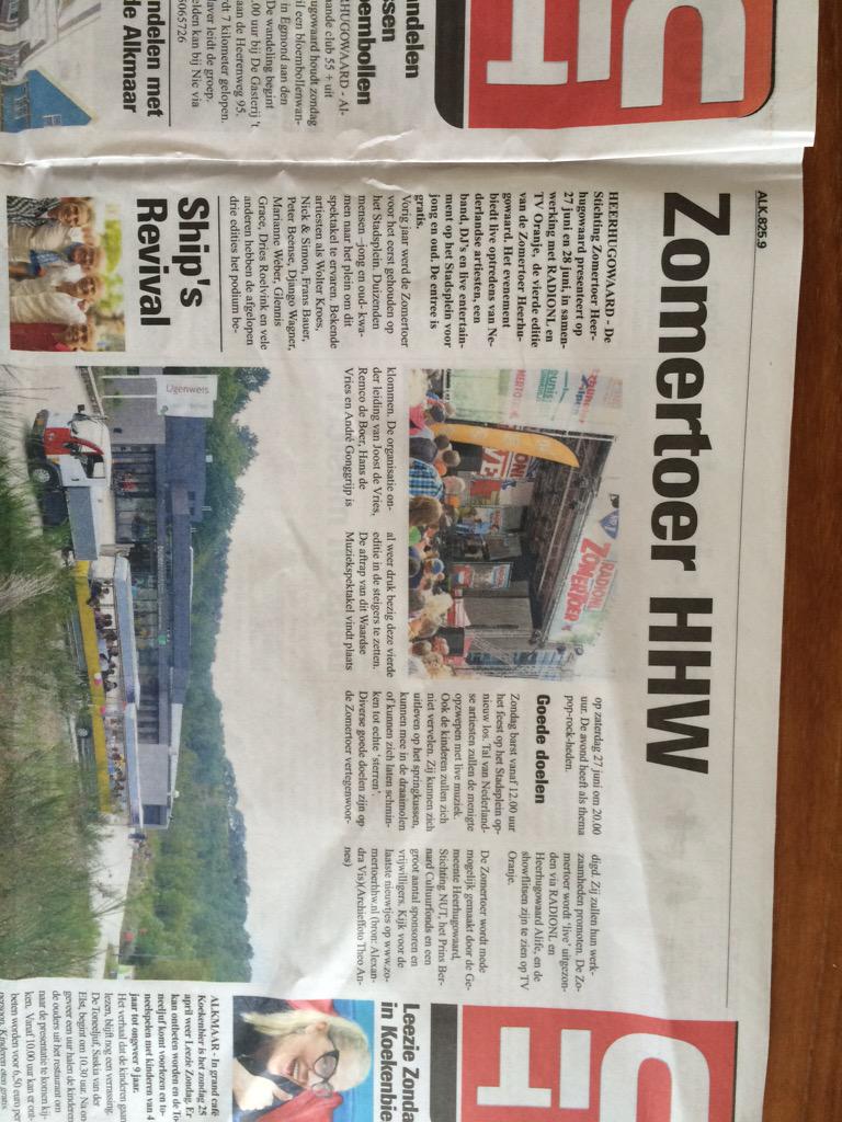 Leuk we staan in de allerlaatste editie van de zondag ochtend krant met een mooi stuk <a href="/ZomertoerHHW/">Zomertoer HHW</a>