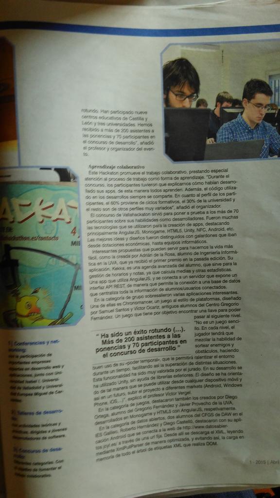 vallahackathon's tweet photo. Hoy salimos en @nortecastilla en el suplemento de @e_volucion ,gracias @Lauranegrol . Al quiosco todo el mundo!!! http://t.co/A7GosKMeoy