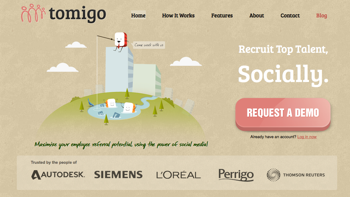 CompareMatch's tweet photo. @Tomigo_Social - Maximize your employee referral potential, using social media. http://t.co/knJtFap0Q3 #HRTech http://t.co/S7NJgQ8xoo
