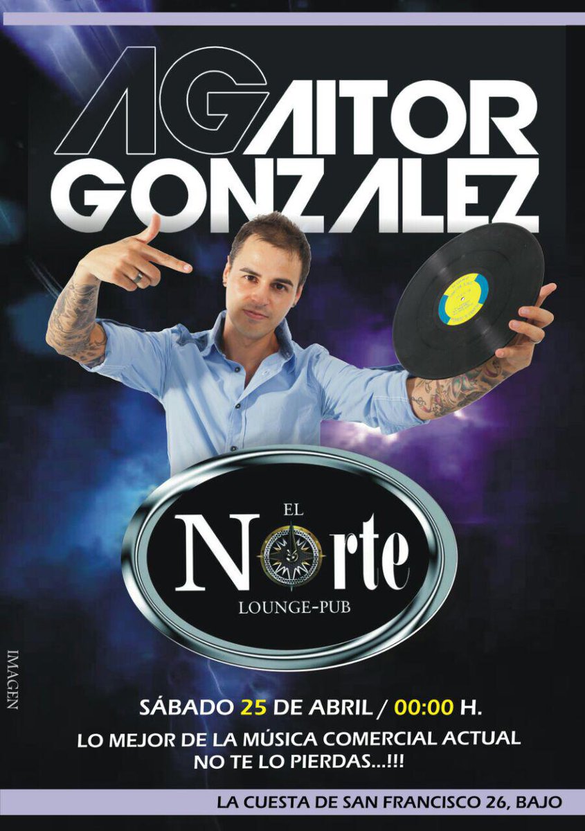 elnortelounge's tweet photo. Cada vez faltan menos horas para que AITOR GONZÁLEZ DJ nos visite en EL NORTE LOUNGE PUB... Te esperamos! http://t.co/ZIr3ERI9Rh
