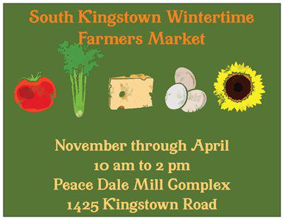 Last indoor market today at the Peace Dale Mills!  We'll be there with fresh produce, meats, seafood.