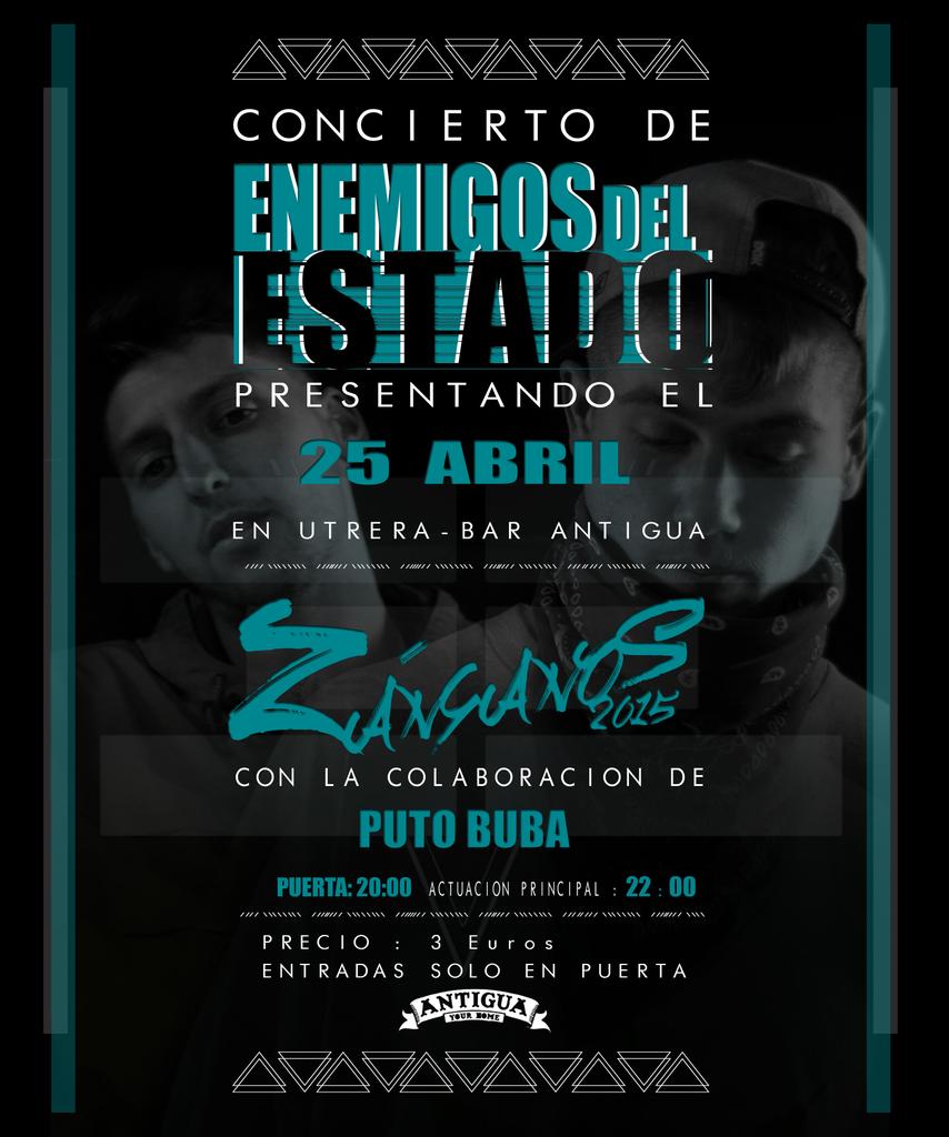 EEdelE2's tweet photo. Utrera se tiñe de rap, Enemigos del estado esta en la casa primo!!!A partir de las 20:00 en Bar Antigua! http://t.co/qqspGKWrx9