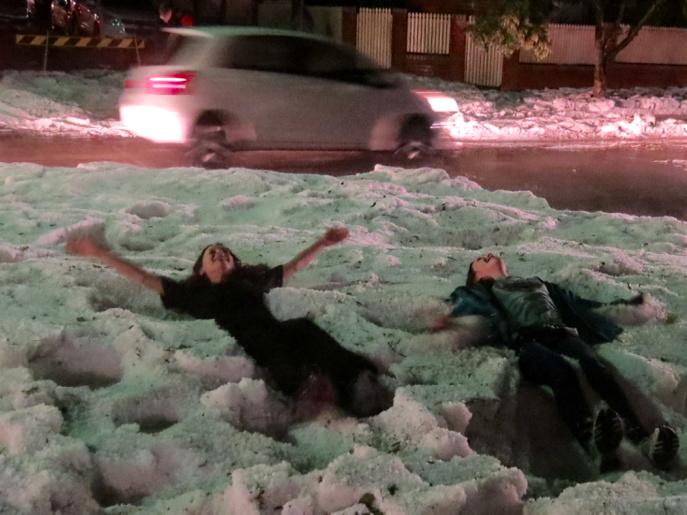 Lyntap's tweet image. Making hail angels in Petersham on Anzac Day, 2015.
